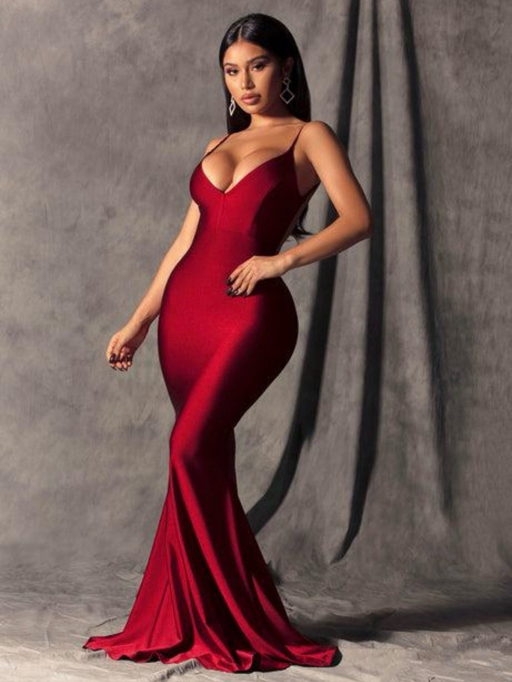 Fashion nova walk behind me, Maxi dress wine Spaghetti-Strap Mermaid Dress